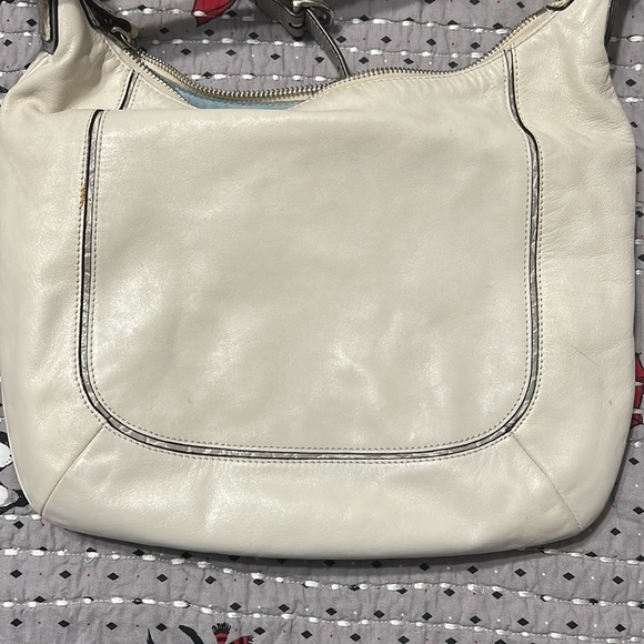 2011 Coach Kristin Spectator Hobo Crossbody Parchment w/gray croc/python detail - Picture 4 of 6